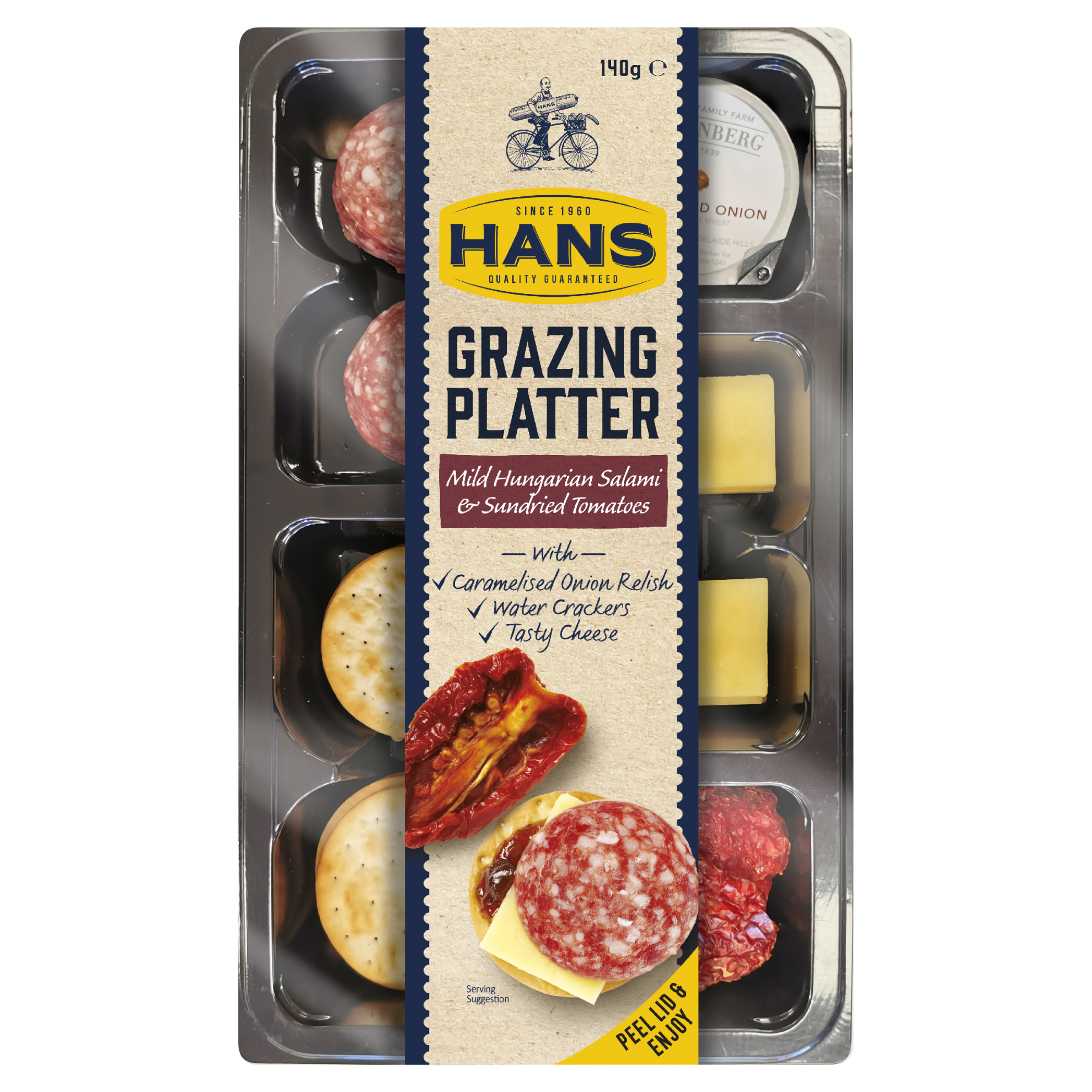 Hans Grazing Platter Mild Hungarian Salami Caramelised Onion Relish & Sundried Tomatoes140g